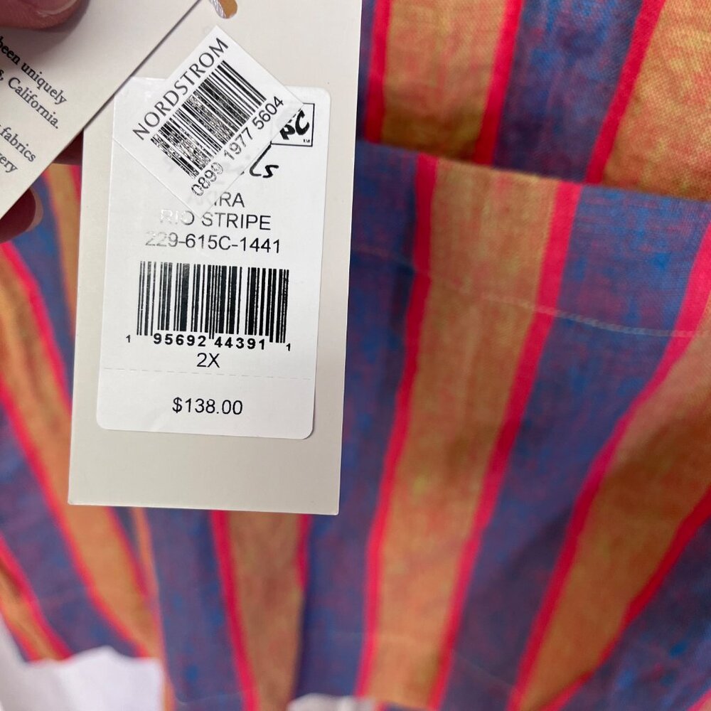 Striped Wide-Leg Linen-Blend Pants in Blue and Pink - Picture 5 of 13